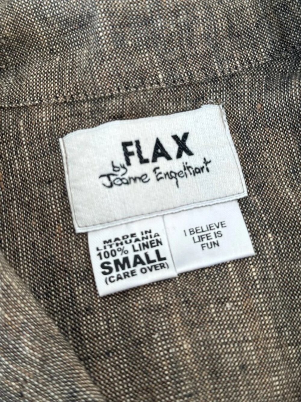 FLAX by Jeanne Engelhart 100% Linen Button Front Shirt Jacket Brown Size Small - Picture 5 of 6